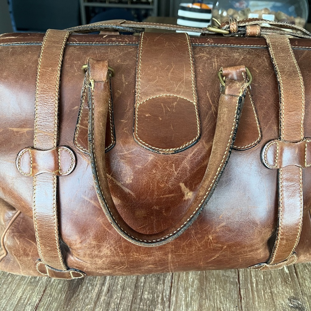 Leather Weekender Travel Bag - Brown - Picture 3 of 4